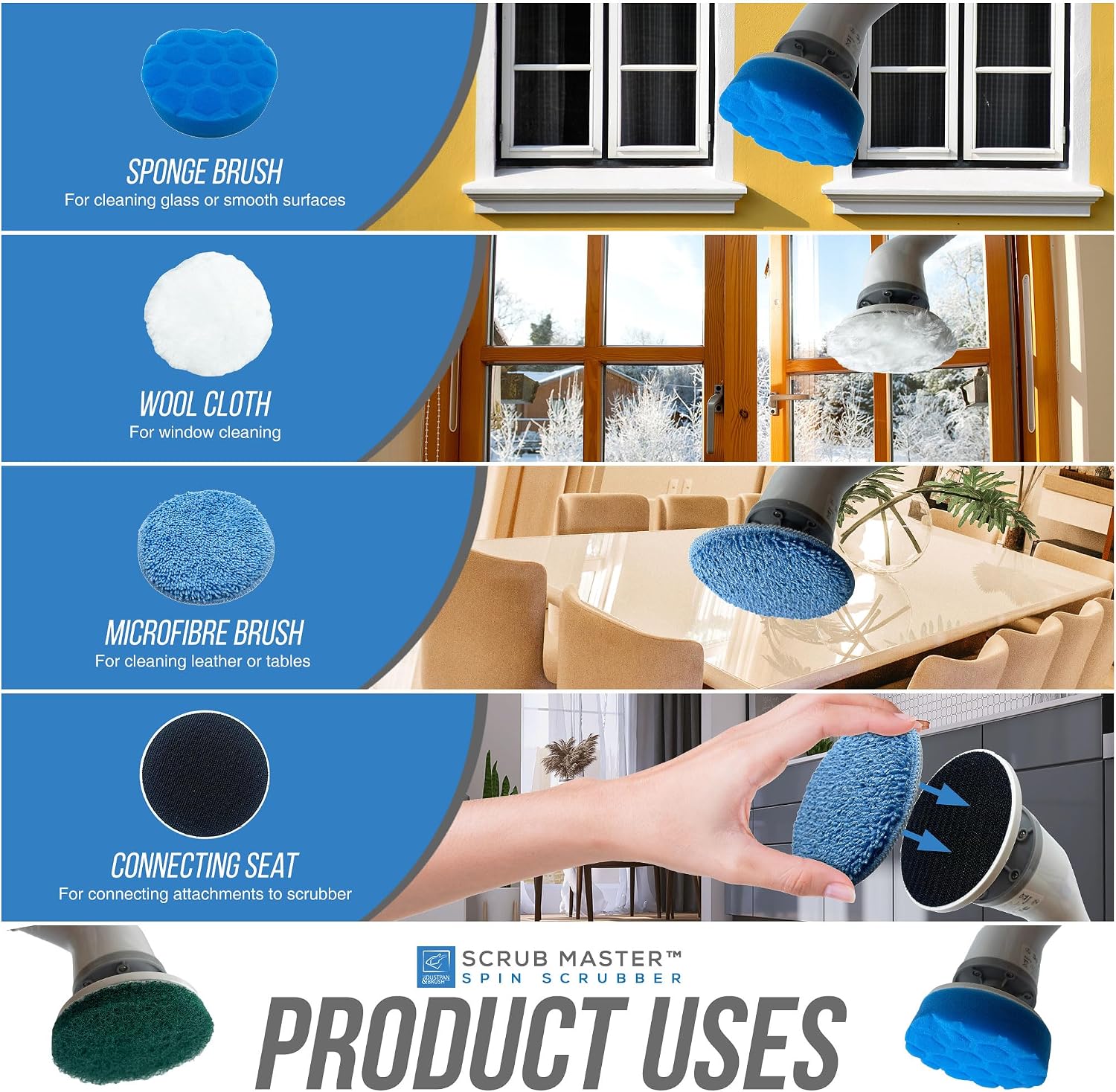 Revolutionize Your Cleaning Routine with the Scrub Master Electric Spin Scrubber - Cordless, Rechargeable, and Equipped with 8 Versatile Brush Heads for Effortless Cleaning in Kitchen, Bathroom, Tiles, Windows, and Cars