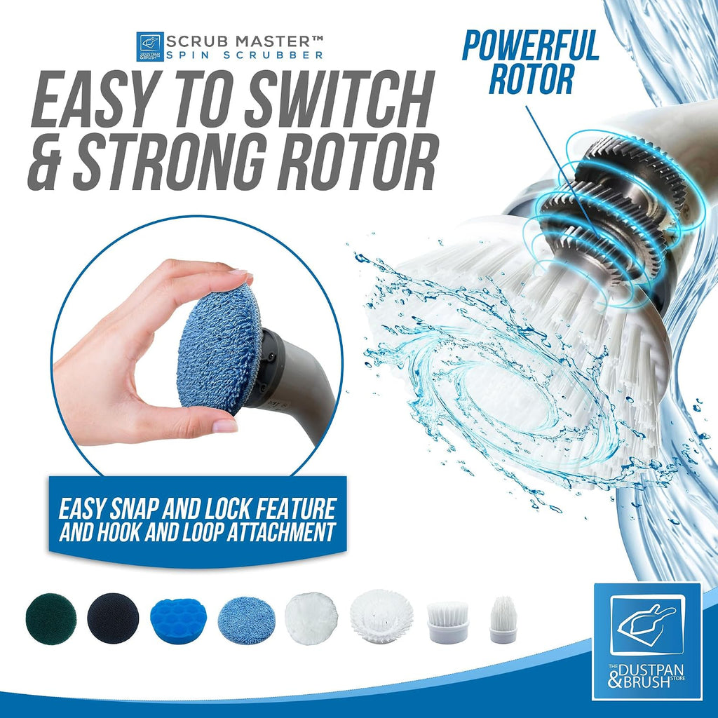 Revolutionize Your Cleaning Routine with the Scrub Master Electric Spin Scrubber - Cordless, Rechargeable, and Equipped with 8 Versatile Brush Heads for Effortless Cleaning in Kitchen, Bathroom, Tiles, Windows, and Cars