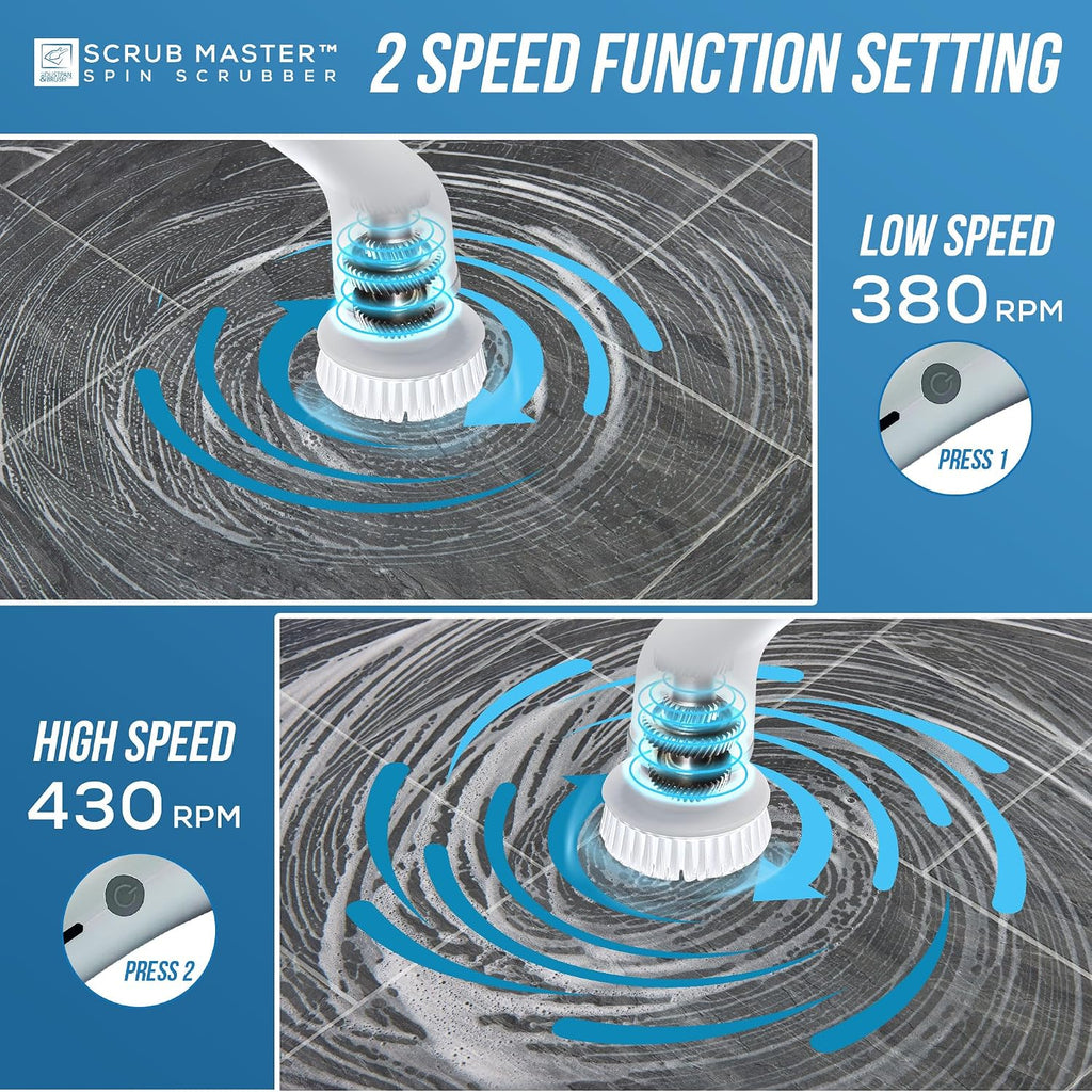 Revolutionize Your Cleaning Routine with the Scrub Master Electric Spin Scrubber - Cordless, Rechargeable, and Equipped with 8 Versatile Brush Heads for Effortless Cleaning in Kitchen, Bathroom, Tiles, Windows, and Cars